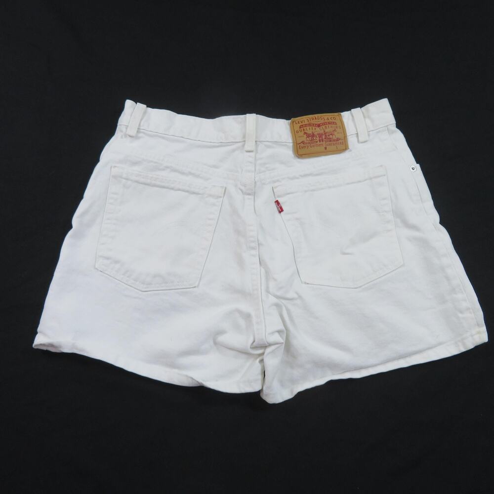 Levi's 955 Denim Shorts White Made in USA Sz 13 JR Measure 32 1990s